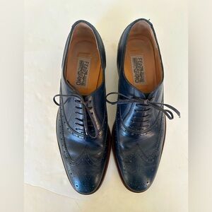 Ferragamo Blue Men’s Oxford Brogues - Size 8